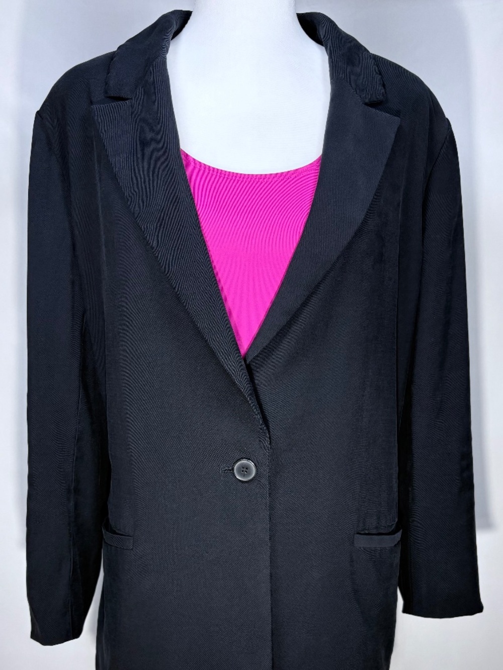 Open Edit Black Relaxed Single Button Blazer Jacket Size M ED490327MI